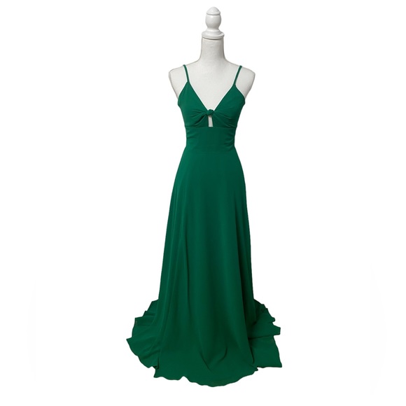 Dress The Population Cambria Spring Twist Front Evening Maxi Dress‎ Jade Green - Picture 3 of 12